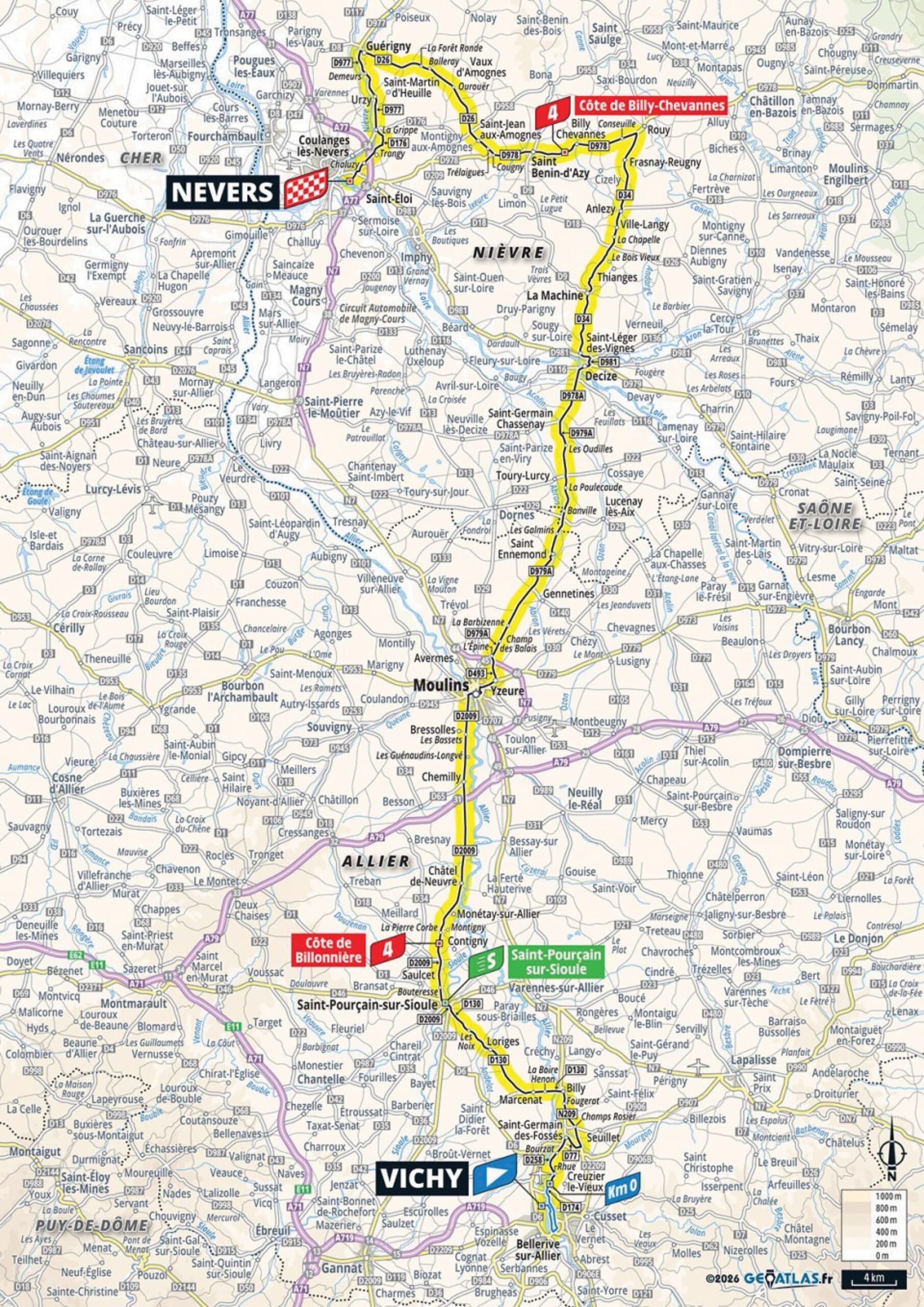 carte Tour de France Allier